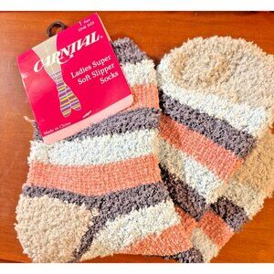 Womens Carnival Super Soft Slipper Socks 1 Sz 1 Pr Stripe Design Cozy Multicolor